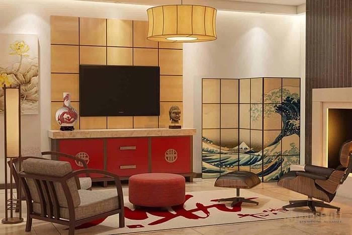 Thiết kế phòng khách kiểu Nhật mộc mạc, giản dị