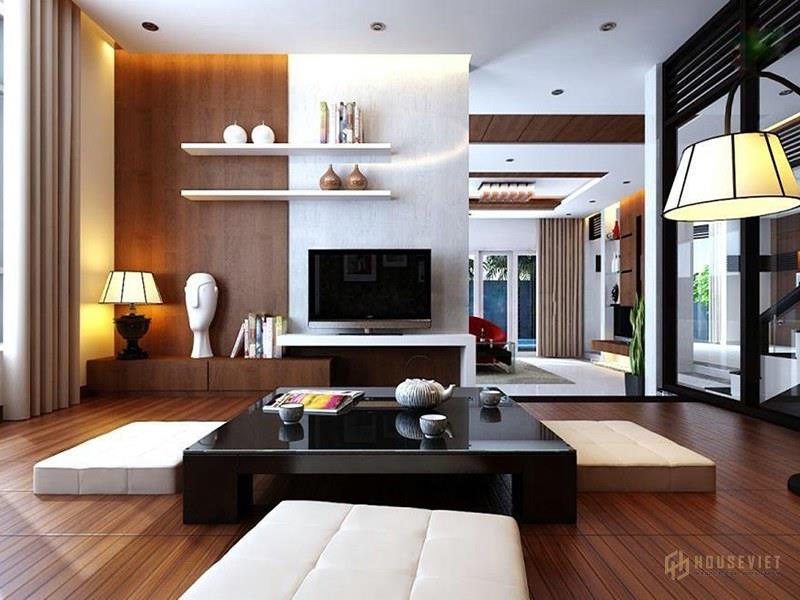 Phòng khách pha trộn giữa nét truyền thống và hiện đại