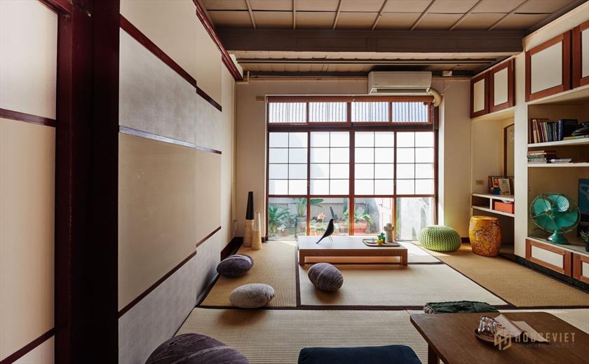Phòng khách kiểu Nhật trải chiếu tatami