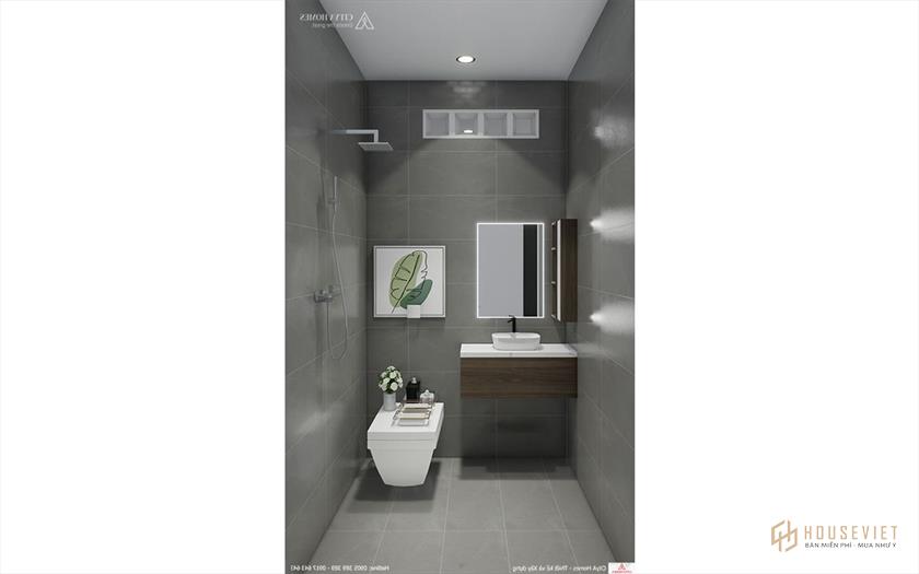 Phòng tắm nhỏ gọn với đầy đủ các thiết bị tân tiến và hiện đại