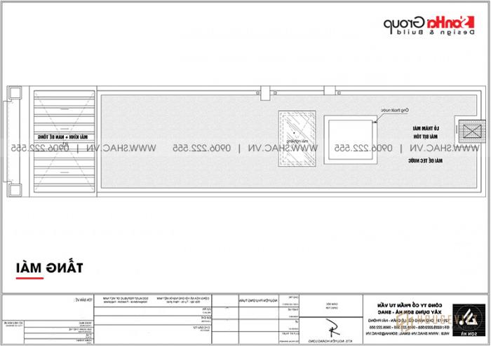 Mặt bằng nhà ống tân cổ điển 6 tầng mái thái có gara ô tô tại Hải Phòng