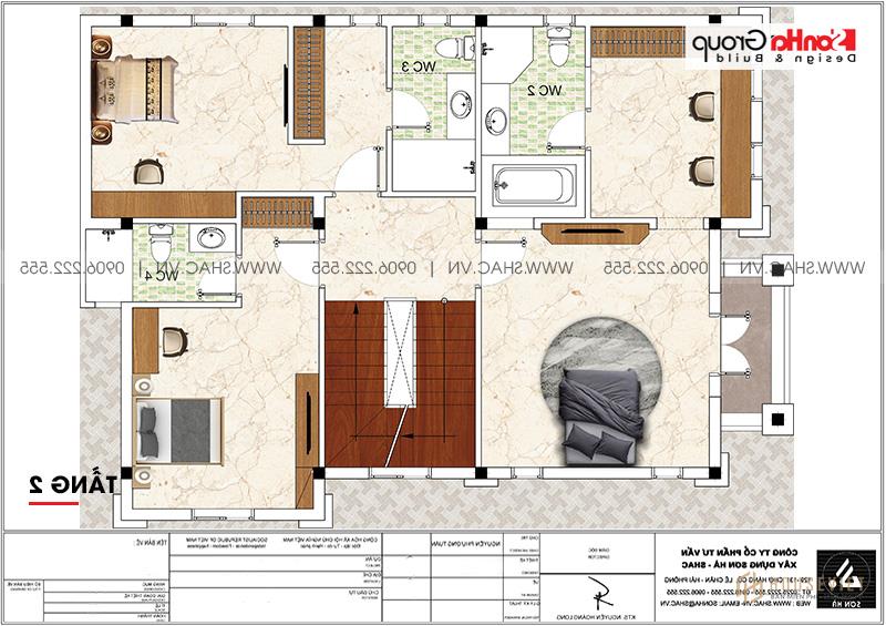 Bản vẽ mặt bằng công năng tầng 2