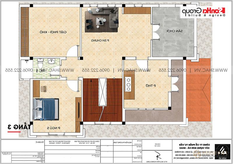 Bản vẽ mặt bằng công năng tầng 3