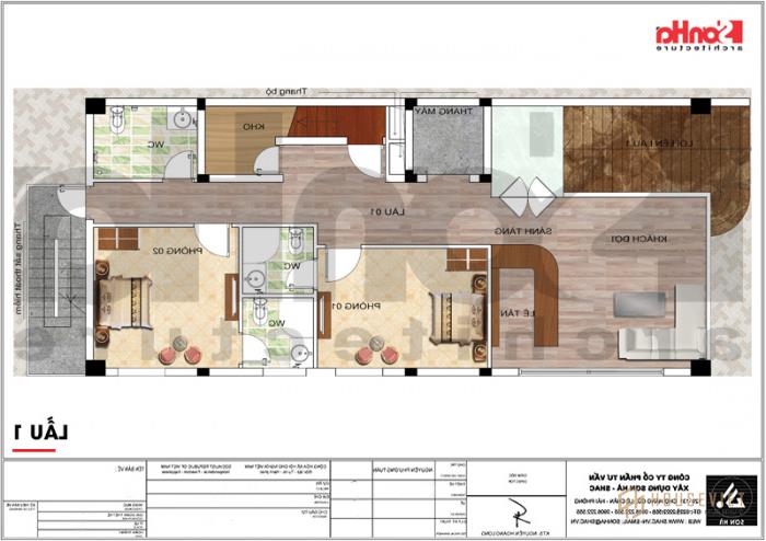 Bản vẽ chi tiết mặt bằng công năng tầng 1 khách sạn tân cổ điển 3 sao tại Vũng Tàu 