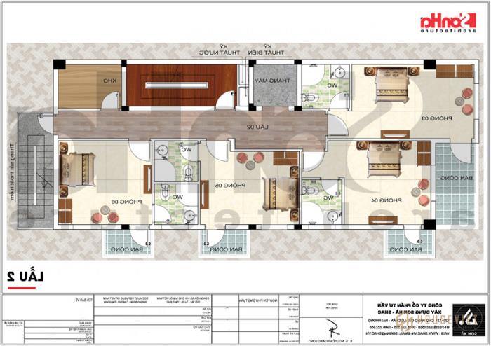 Bản vẽ chi tiết mặt bằng công năng tầng 2 khách sạn tân cổ điển 3 sao tại Vũng Tàu 