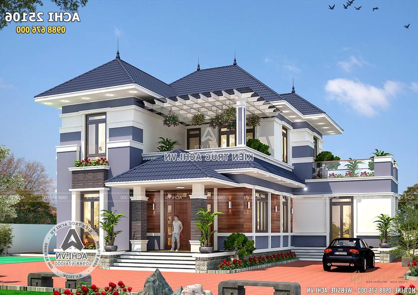 Mẫu thiết kế nhà 2 tầng mái thái đẹp 150m2 kiểu Nhật - ACHI 25106
