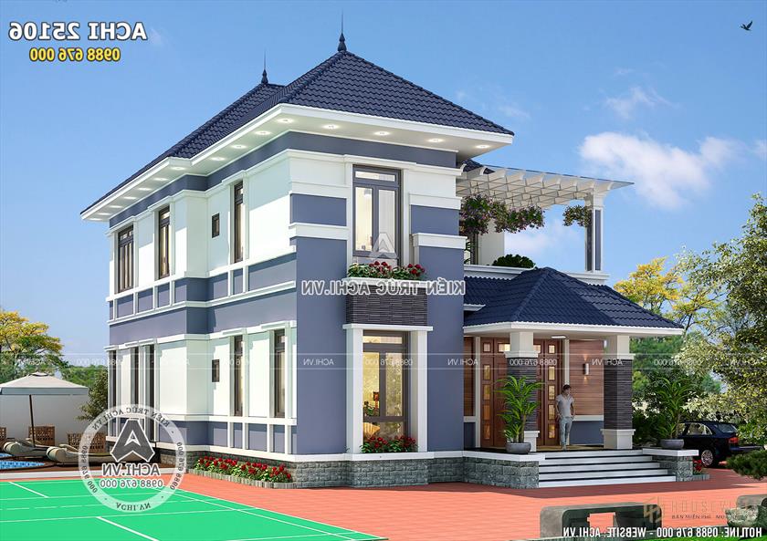 Không gian mặt tiền của mẫu nhà mái thái đơn giản mà sang trọng kiểu Nhật