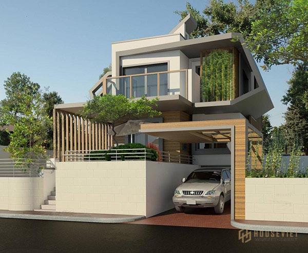 Mẫu thiết kế nhà 2 tầng có gara ô tô