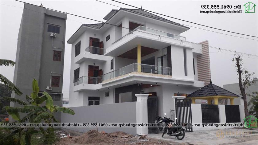 Hình ảnh thực tế biệt thự 3 tầng đẹp mái nhật NDBT3T30