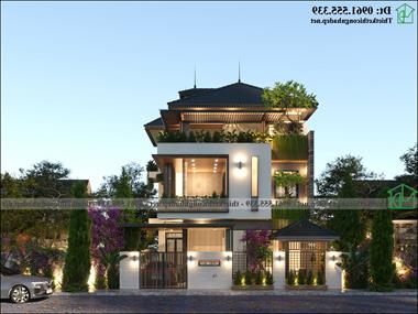 Mẫu biệt thự 3 tầng mái nhật 11x19m tại Ninh Bình NDBT3T30