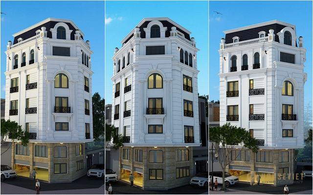 Mẫu nhà nghỉ 2 mặt tiền vát cạnh.