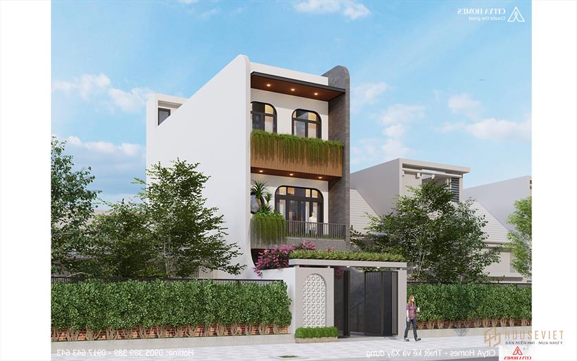 Nhà phố 3 tầng hiện đại nhiều cây xanh phong cách nhiệt đới
