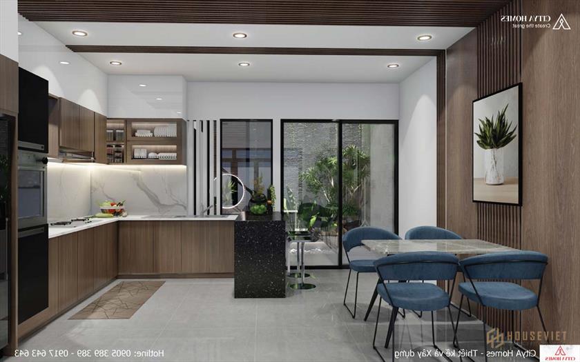 Góc bếp nhỏ nhưng không hề chật chội mà còn rất thoáng.