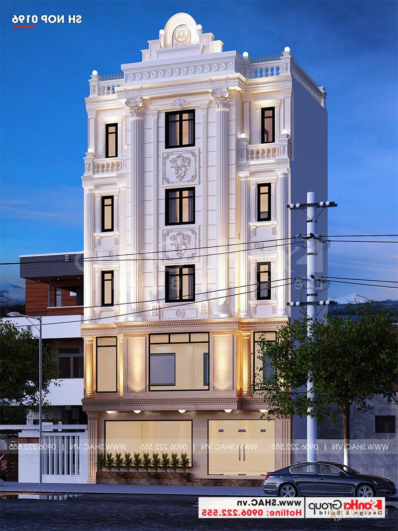 Mẫu nhà ống tân cổ điển 5 tầng kết hợp kinh doanh cafe tại Nam Định - SH NOP 0196 17 Mẫu nhà ống 5 tầng đẹp phong cách tân cổ điển kết hợp kinh doanh cafe