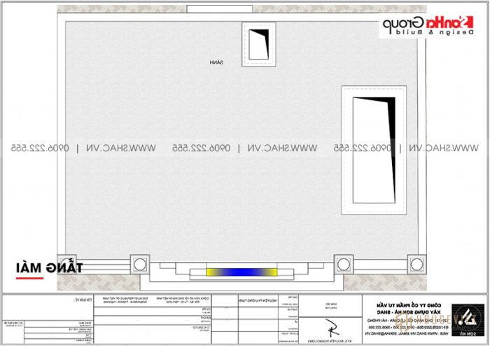 Mẫu nhà ống tân cổ điển 5 tầng kết hợp kinh doanh cafe tại Nam Định - SH NOP 0196 34 Bản vẽ mặt bằng công năng tầng mái nhà ống kết hợp kinh doanh tại Nam Định