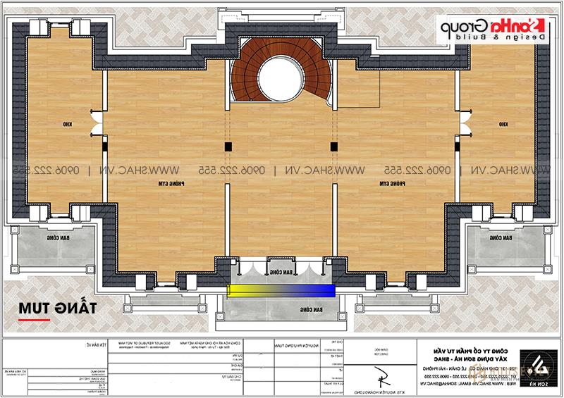 Biệt thự lâu đài 3 tầng 1 tum rộng 350m2 tại Vĩnh Phúc - SH BTLD 0045 15 Mặt bằng công năng tầng 3 biệt thự BTLD 0045