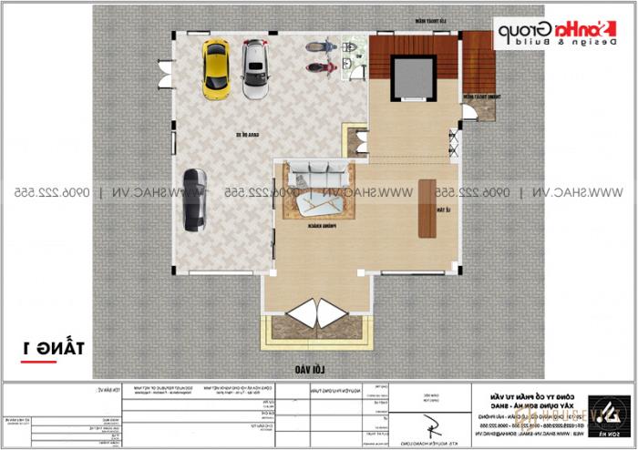 Mẫu thiết kế khách sạn mini tân cổ điển 2 sao 6 tầng tại Hải Phòng - SH KS 0067 10 Bản vẽ thiết kế công năng tầng 1 khách sạn mini tiêu chuẩn 2 sao tại Hải Phòng