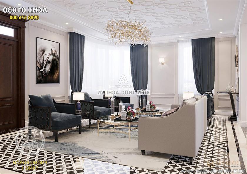 Thiết kế nội thất phòng khách tân cổ điển nhẹ nhàng và cuốn hút