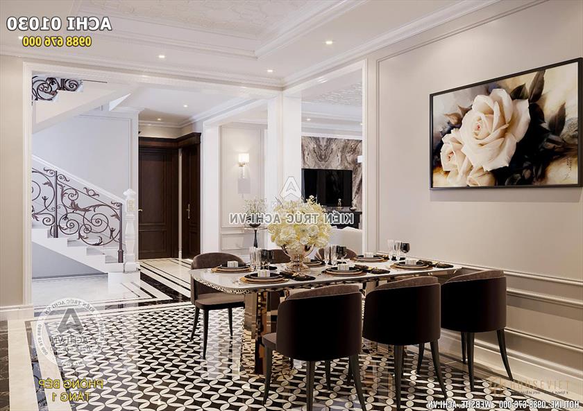 Nội thất bếp sạch sẽ, gọn gàng, ngăn nắp.