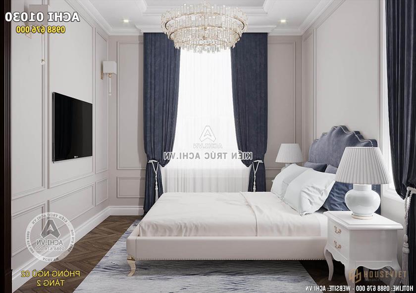 Phòng ngủ được thiết kế tối giản nhưng tiện nghi