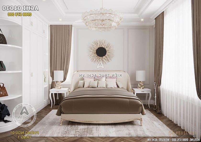 Màu trầm của đồ nội thất kết hợp màu trắng sáng của sơn chủ đạo mang đến vẻ đẹp tương phản tuyệt vời.