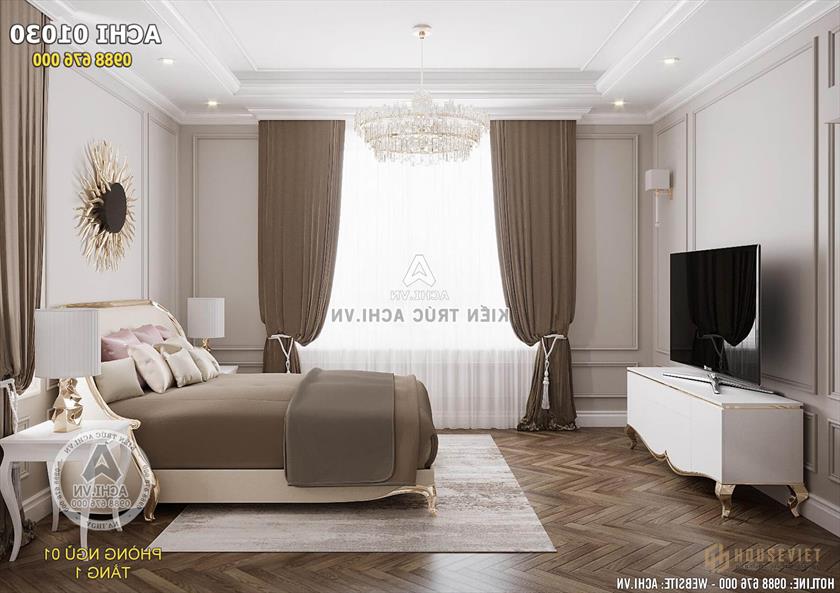 Thiết kế nội thất phòng ngủ tân cổ điển nhẹ nhàng và tiện nghi
