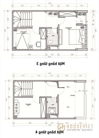 Mặt bằng công năng tầng 3 và 4 Mặt bằng công năng tầng 3 và 4