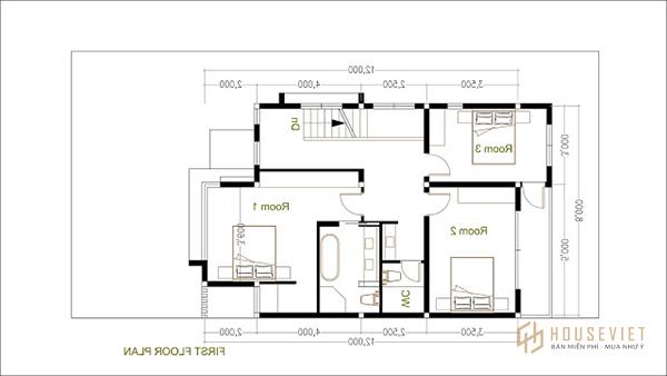 Bản vẽ nhà 2 tầng 8x12m