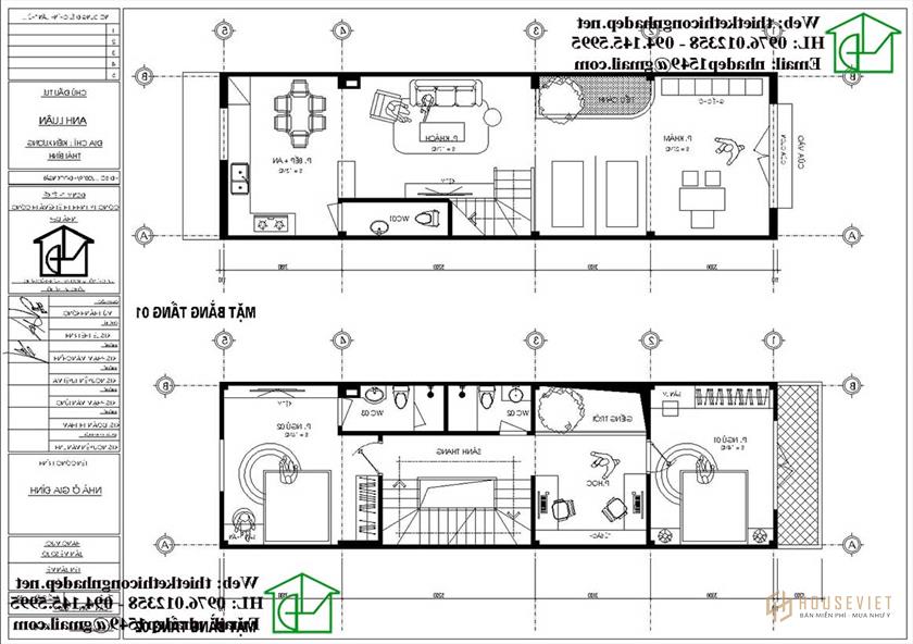 Mẫu nhà phố 3 tầng 4,5x15m NDNP3T46