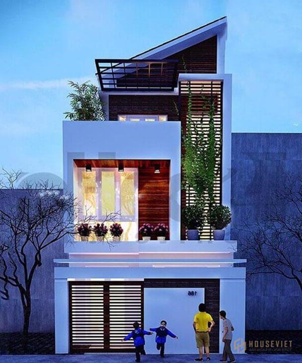 Mái chéo kết hợp với màu xanh lam tự nhiên mang đến vẻ đẹp hài hòa, độc đáo