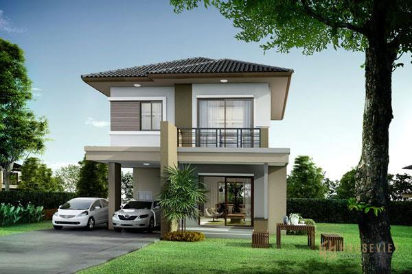 Mẫu thiết kế nhà 2 tầng đẹp 400 triệu có cảnh quan sân vườn hấp dẫn