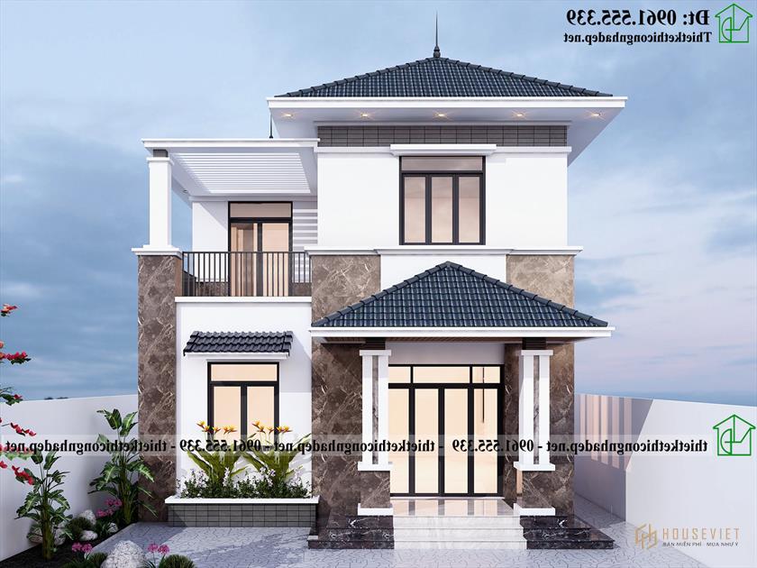 Biệt thự mái thái đẹp 2 tầng 8x11m ở Thanh Oai NDBT2T105