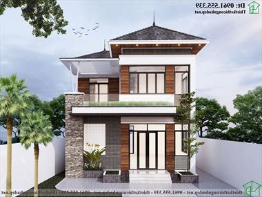 Mẫu biệt thự 2 tầng 8x11m mái thái ở Thái Bình NDBT2T105