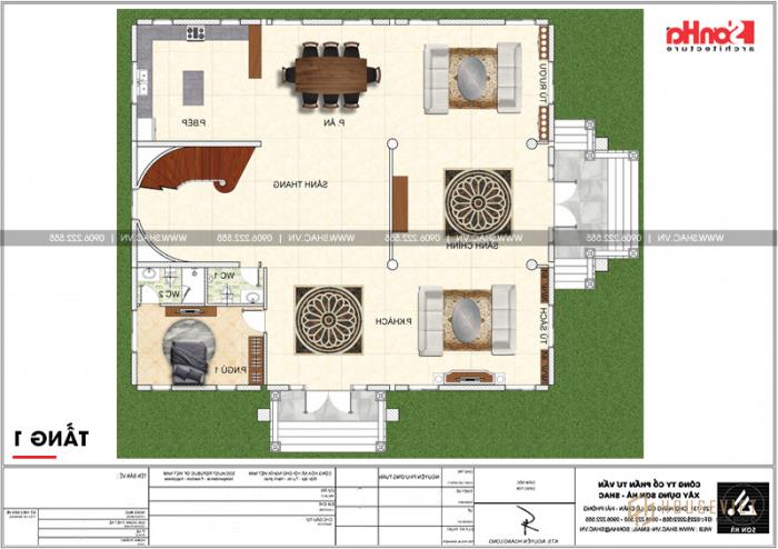 Không gian đáng sống của biệt thự lâu đài 3 tầng 240m2 tại Hải Phòng - SH BTLD 0035 5 Mặt bằng công năng tầng 1 biệt thự