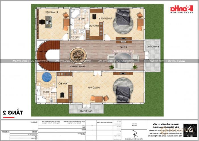 Không gian đáng sống của biệt thự lâu đài 3 tầng 240m2 tại Hải Phòng - SH BTLD 0035 6 Mặt bằng công năng 2