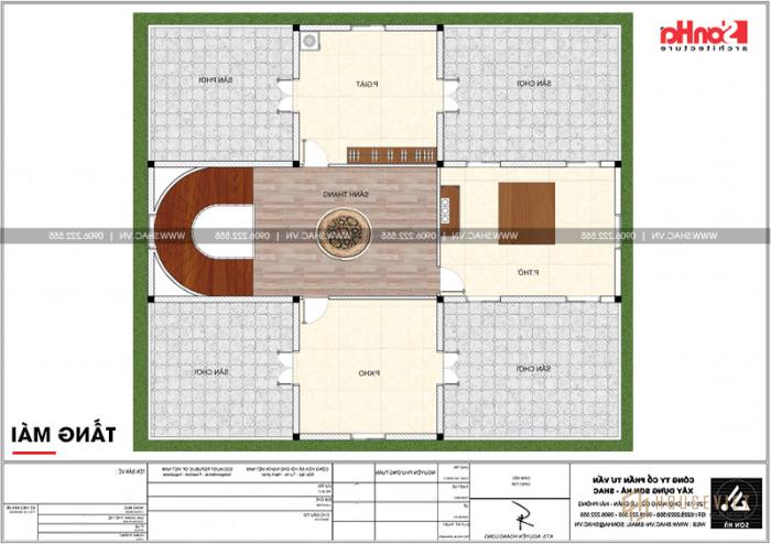 Không gian đáng sống của biệt thự lâu đài 240m2 3 tầng tại Hải Phòng - SH BTLD 0035 8 Mặt bằng công năng tầng mái