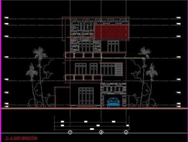 Bản vẽ thiết kế nhà ngang 9m phong cách hiện đại 2022