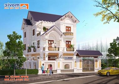 Mẫu biệt thự 3 tầng mặt tiền 10m mái thái tân cổ điển