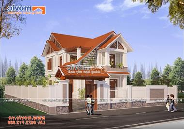 Mẫu nhà 2 tầng mái vát đẹp đơn giản hiện đại - MV1861