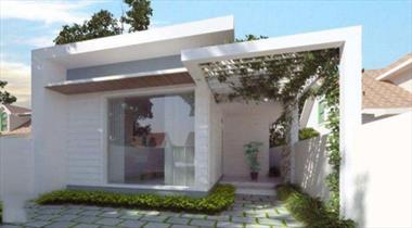 Mẫu nhà ống 1 tầng 2 phòng ngủ đẹp với hình khối độc đáo