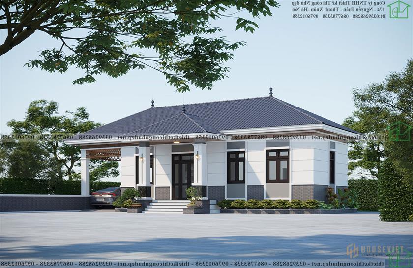 Mẫu thiết kế nhà cấp 4 2 phòng ngủ NDNC4160