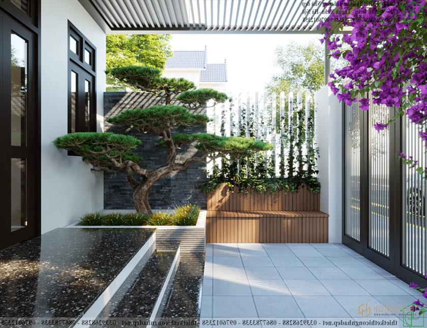 Thiết kế sân trước nhà phố đẹp NDNP3T60