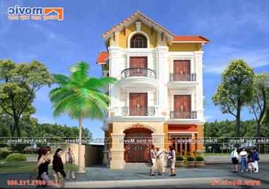 Mẫu biệt thự 3 tầng kiến ​​trúc pháp cổ điển đẹp - MB1510