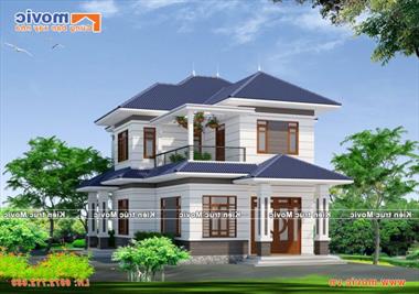 Mẫu nhà mái thái 2 tầng đơn giản ở nông thôn đẹp - BT1623
