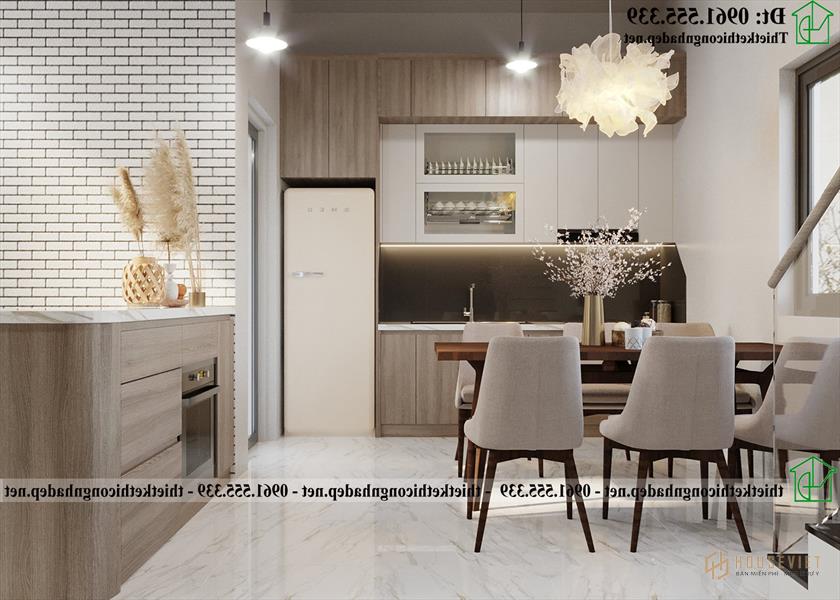 Thiết kế nội thất phòng bếp mẫu nhà cấp 4 có gác lửng 10x10m NDNC4174