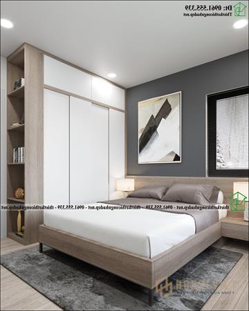 Phòng ngủ 1 - Thiết kế nội thất phòng ngủ hiện đại bằng gỗ công nghiệp mẫu nhà cấp 4 10x10