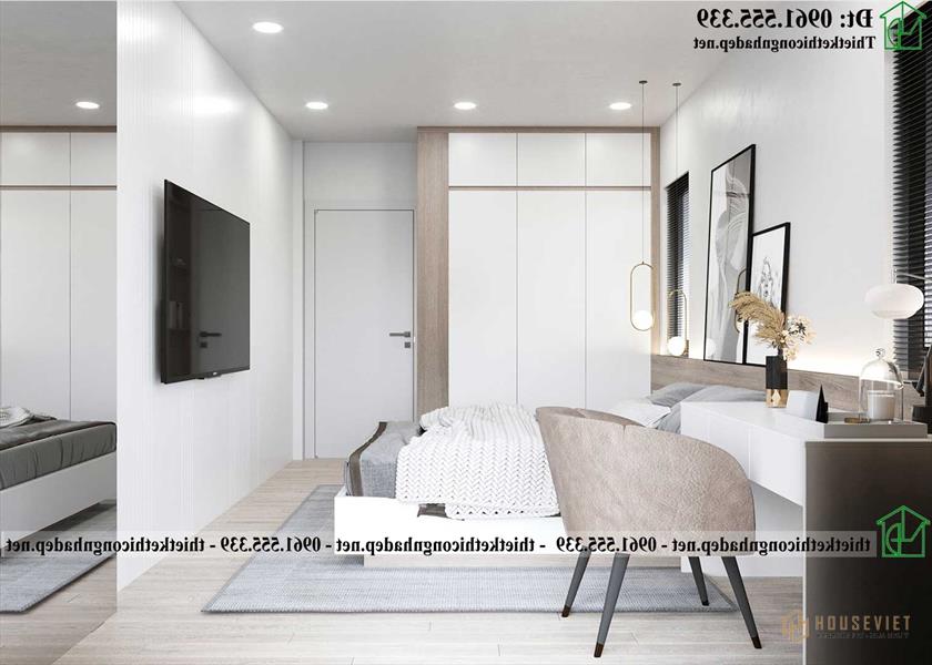     Phòng ngủ master tầng 2: Tủ quần áo phòng ngủ đẹp hiện đại