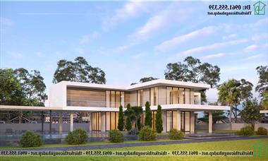 Mẫu nhà vuông 2 tầng hiện đại mái bằng ở Hưng Yên NDBT2T152