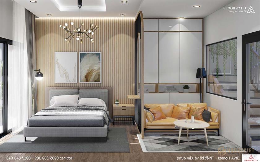 Phòng ngủ chính được thiết kế theo hướng sáng tạo và mới