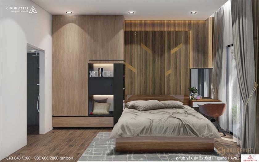 Phòng Ngủ Được Thiết Kế Đơn Giản Với Màu Gỗ Sành Điệu